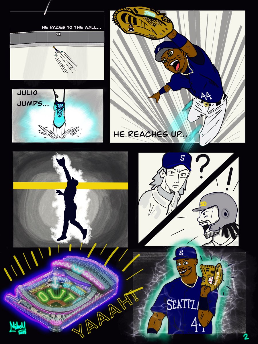 TheMariNERD's tweet photo. A little #manga style depiction of @JRODshow44's HR robbery a few nights ago (inspired by #JuliOs cereal) 🙅🏿♂️
Hope you enjoy! Please share, like and comment if you do! Let's make sure #JRodShow sees it too! 👀
#SeaUsRise #Mariners #NoFlyZone https://t.co/mCdTyXJrki