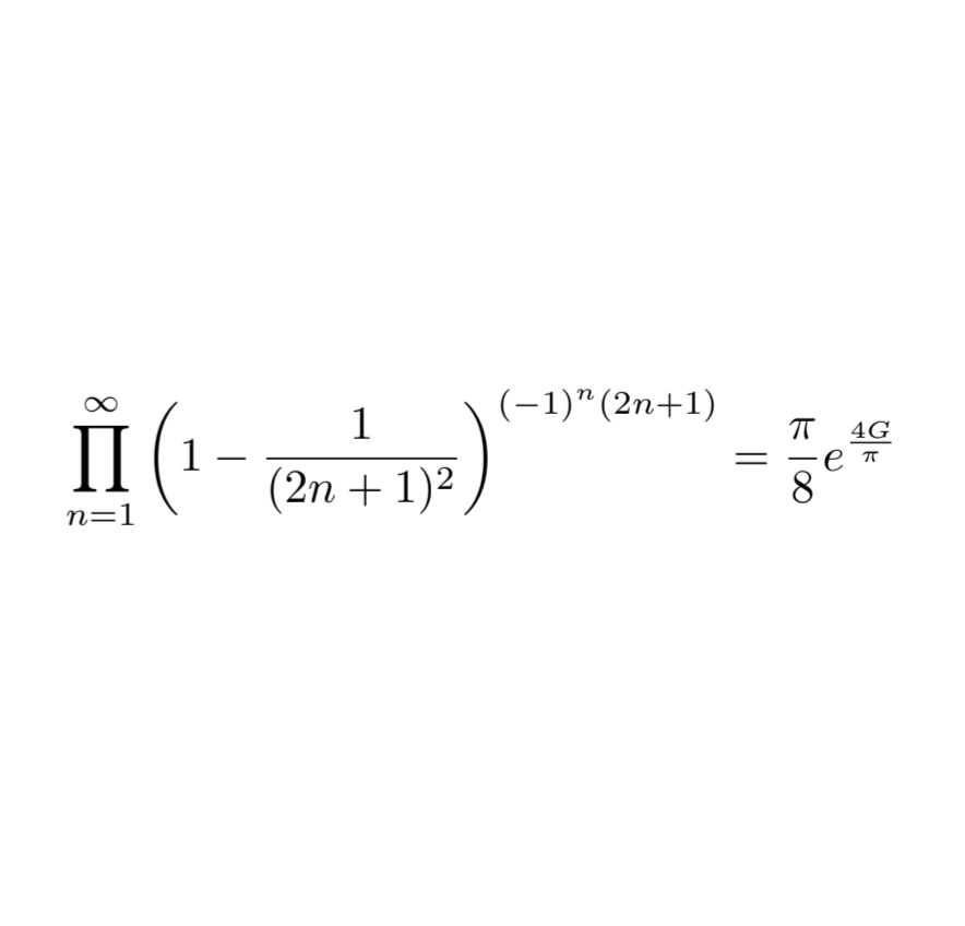 Necroo_7's tweet photo. A Spectacular Infinite Product Resulting in Catalan's constant.

#advancedcalculus https://t.co/XsWsZ3zAx7