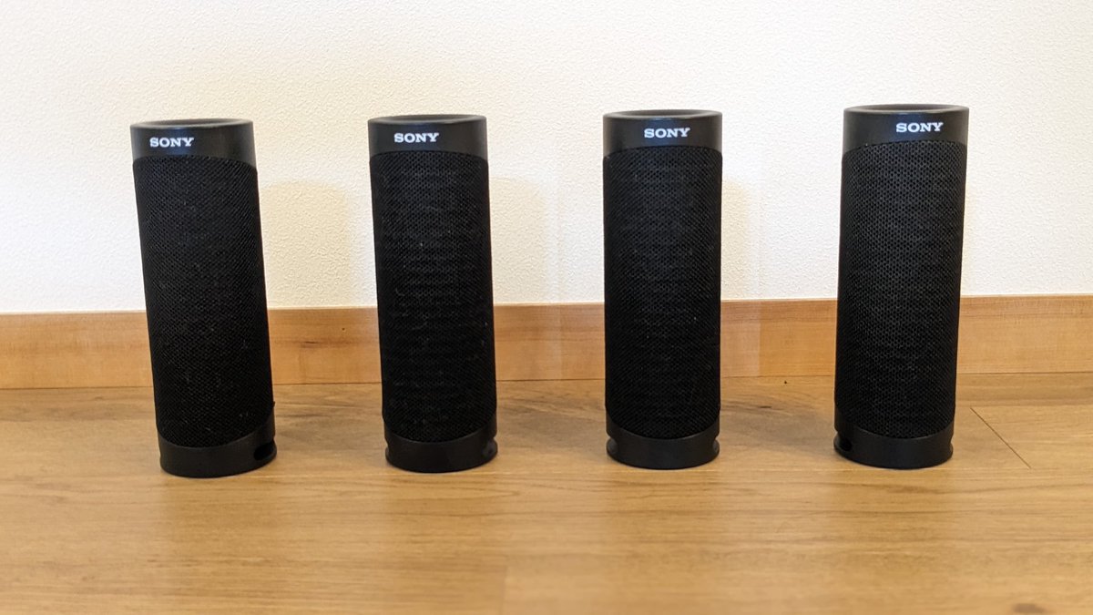 HASHIMOTOmusic's tweet photo. SONYのモバイルワイヤレススピーカー
SRS-XB23を4台導入
縦置きにしたときの
迫力と広がりのある音が特徴です
複数台ワイヤレス接続機能により
均一な音場を簡単に生成してくれます。
お店やイベントのサウンドデザインに
ぴったりです✨
(ご依頼お待ちしております)
#アサヨメ
#LimeStyle https://t.co/sq4n3M6kvf
