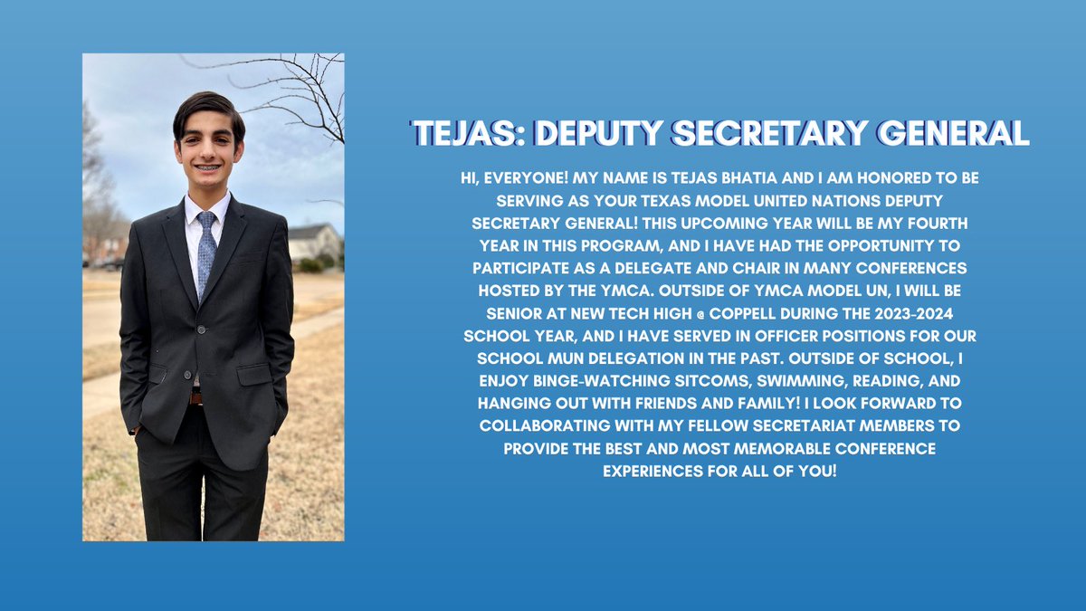 ymcatxmun's tweet photo. Introducing our new 23-24' TX MUN
Secretariat Team!! Get to know your officers better. We are so excited for this MUN year to start and to see you all once again.
Be sure to stay updated with our Instagram page to get more updates and information to come. https://t.co/NB8XbpVapA