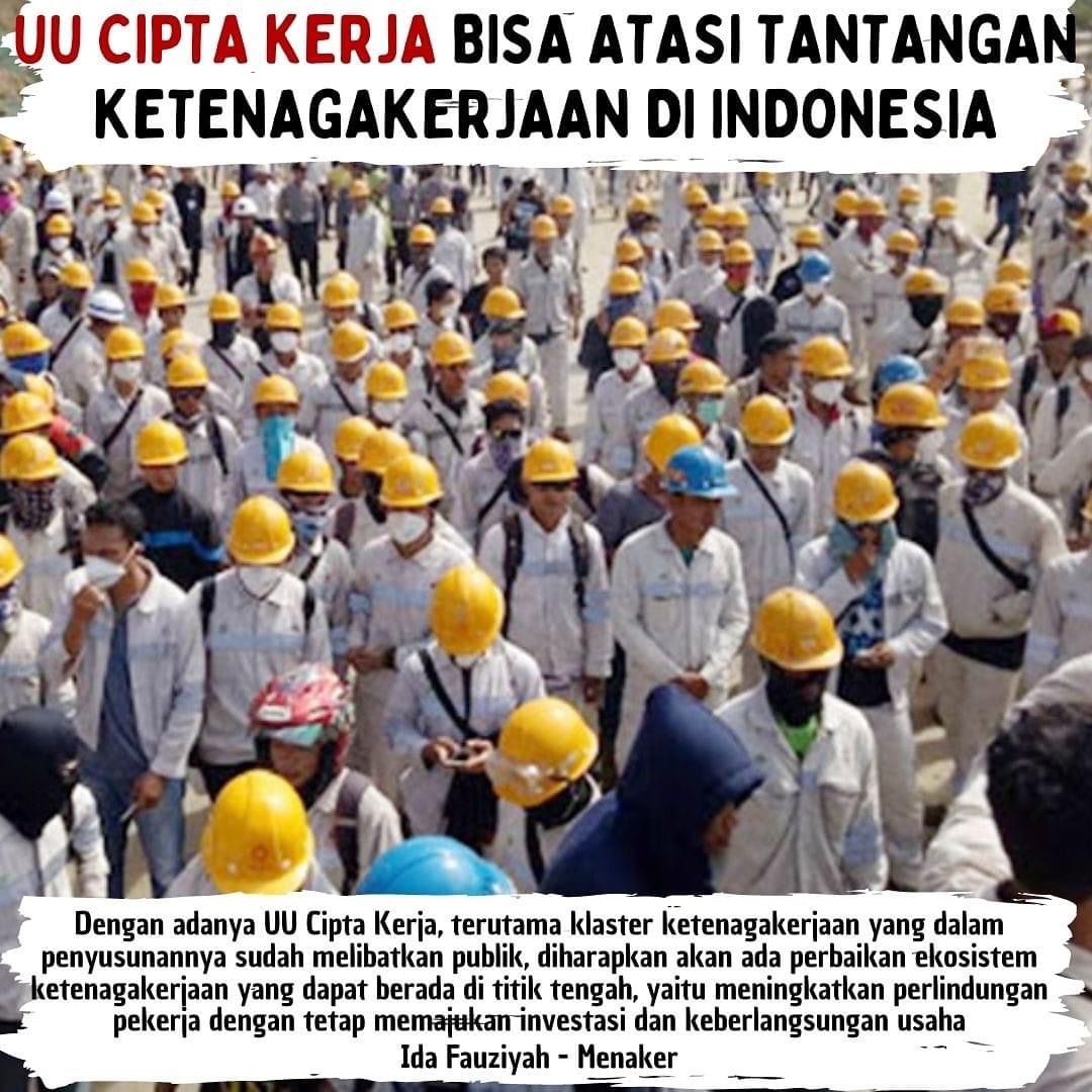 Dewiabdul6's tweet photo. UU Cipta Kerja akan menjadi regulasi yang bertujuan untuk memberikan perlindungan terhadap tenaga kerja. https://t.co/ROlFIpZowT