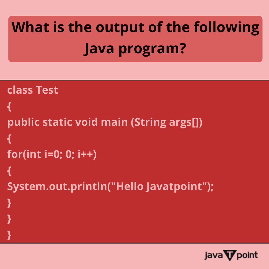Bhavana83491661's tweet image. What is the output of the following Java program?
.
.
.
.
for the answer to this question
bit.ly/3XOMWPw
check Q. no. 22 the above link
.
.
.
.
#jitcompiler #classloader #javaplatform #finalkeyword #InstanceInitializerBlock #superKeyword #inheritance #javatpoint