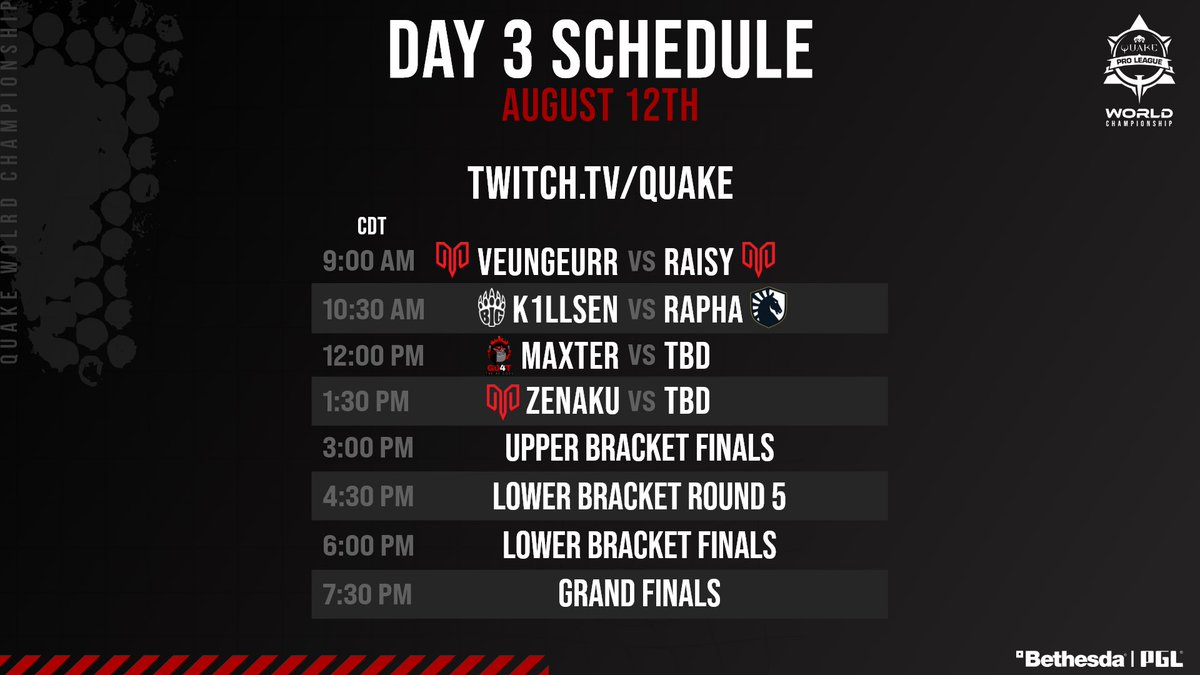 📌Tune in tomorrow to see who will take home the 2023 belt! 
#QuakeProLeague World Championship at #QuakeCon 
9 AM CT

📺Main Stream twitch.tv/quake
🆕4K youtube.com/quake