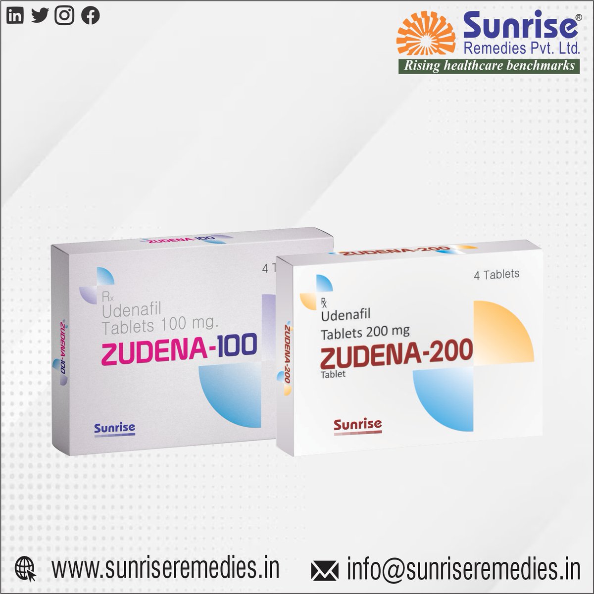 sunriserem's tweet photo. #Zudena Generic Udenafil Most Popular Products From Sunrise Remedies Pvt. Ltd.
Read More: https://t.co/EzMa651Mip
#Udenafil #Dapoxetine #Avanafil #Vardenafil #Tadalafil #Sildenafil #EDProducts #PEproducts #PharmaCompanyInIndia #EDtreatment #PEtreatment #Pharmaceuticalexporter https://t.co/3Q3opWtSwS
