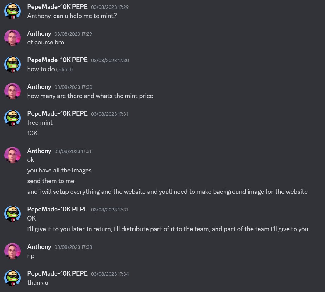 EthscribedPepeM's tweet photo. Some people are making rumors about Web3's Art, and I have to respond.🐸🐸🐸

First of all, I'm just an NFT artist, not a programmer.
Secondly, I had the community of developers help me launch our PepeMade program!

I'll put up proof in the image below.
#Ethscriptions #PepeMade https://t.co/4r9HOc1GTR