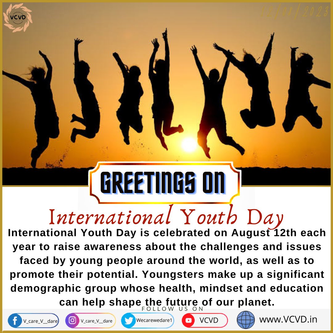 WeCareWeDare1's tweet photo. Greetings on #InternationYouthDay
#youth #greet #goals #vcvd #motivation #vcvd #vcvdians https://t.co/yLbFpuLJE6