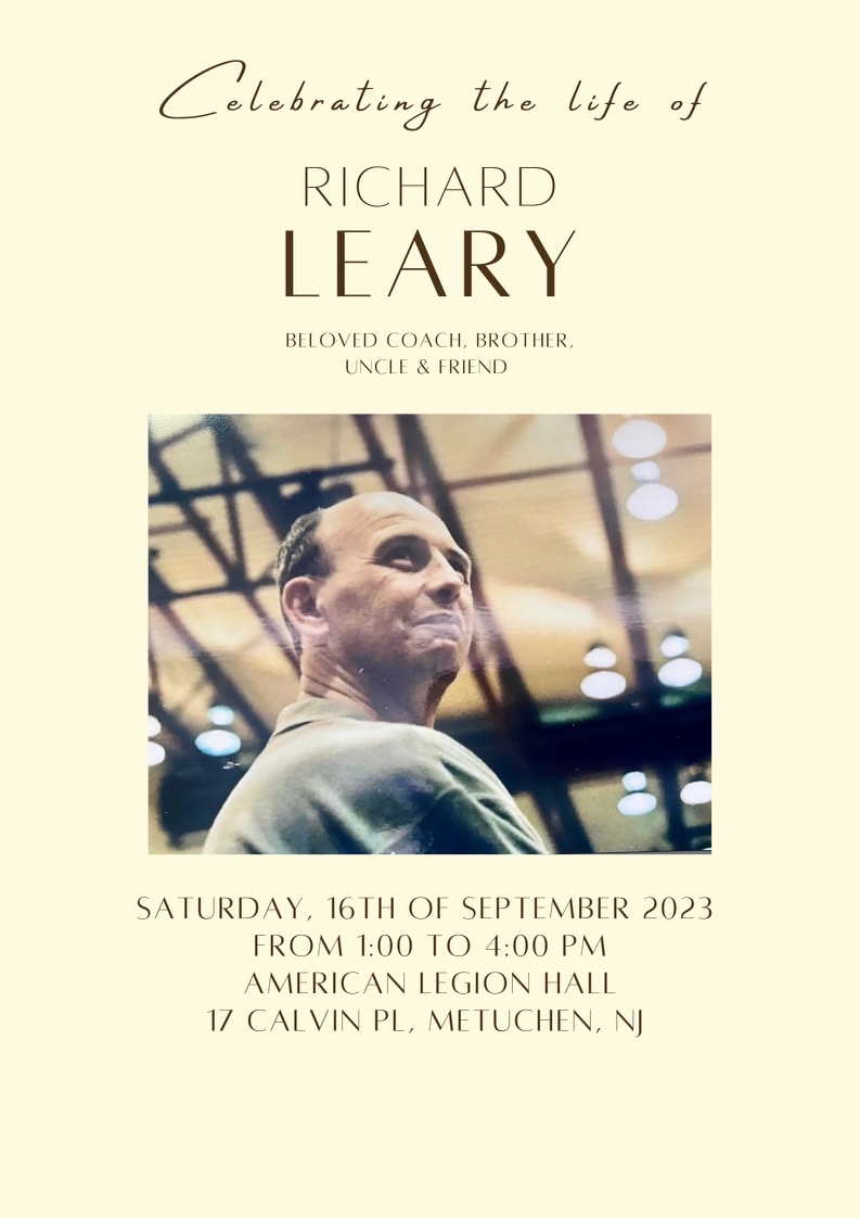 NJ Ladies Hoops "COACH/TRAINER OF THE DAY"

I, like many, think daily of our late friend RICH LEARY.

Please like &amp; Retweet the Life Celebration announcement below

<a href="/NJDemons/">Rich J Leary</a> <a href="/ushoops/">Coach Rich Leary</a> <a href="/RoseClassic/">Rose Classic Hoops</a> @RoseClassicSJ <a href="/KPannell71/">“KP”</a> <a href="/usabasketball/">USA Basketball</a>  <a href="/hgsl_girls/">Hoop Group Girls</a> <a href="/TFNsRun4Roses/">TFN's Run 4 Roses</a> <a href="/GthingBBall/">gthingbasketball</a>