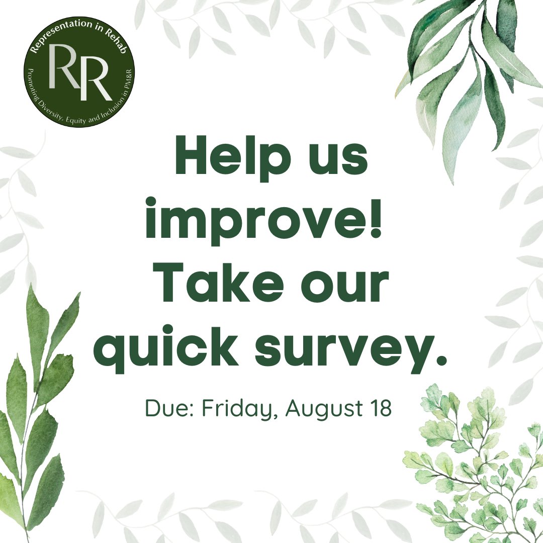 RepresentRehab's tweet photo. As our organization continues to grow, we’re eager to gather valuable feedback from our members to ensure we’re moving the organization in the right direction. Thank you for your help!

Link to quick 3 min survey: https://t.co/krTfmTHvIH https://t.co/ThkzTLfFYO