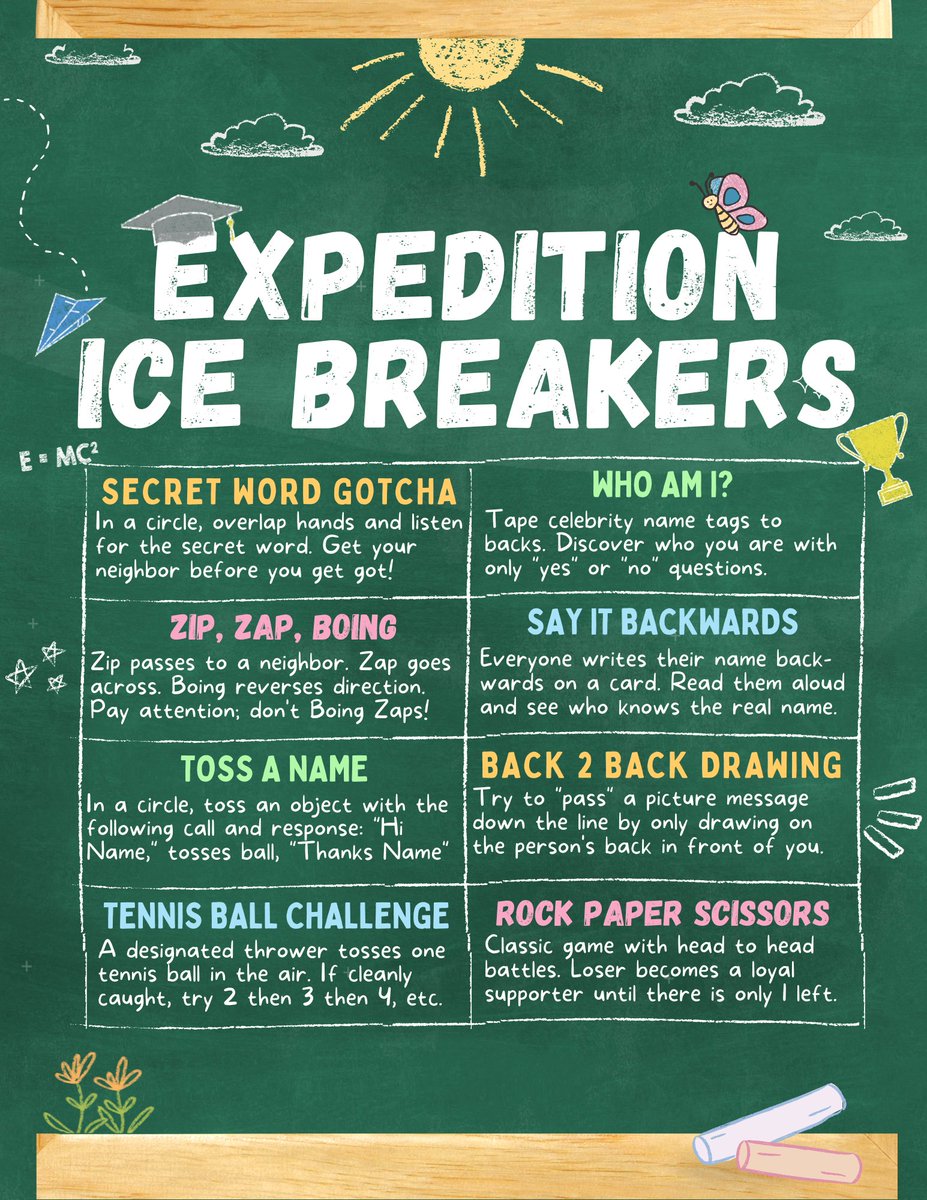Getting ready for the start of the year by picking out 8 of my favorite ice breakers to play on expedition/orientation. Posted a few more challenges on <a href="/MicrosoftFlip/">Flip</a> for advisories to compete against one another, too.