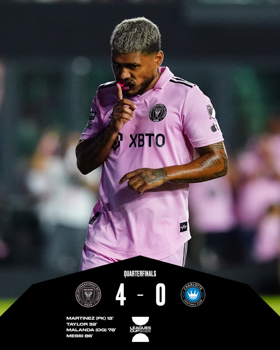 MLS's tweet photo. ON TO THE SEMIFINALS

@InterMiamiCF // #LeaguesCup2023 https://t.co/EqALEXdTRo