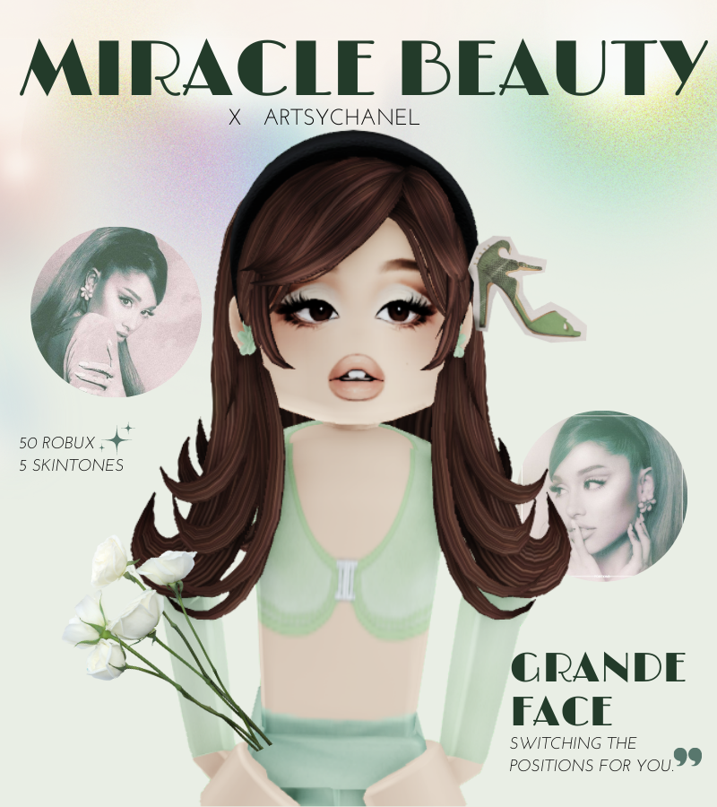 🤍✧ Miracle Beauty x ArtsyChanel ✧📷 → New faces out now! See them all in the thread ♡ CELEBRITY COLLECTION *:・ﾟ✧ ♡ → 50 robux ♡ → 5 skintones ♡ → shop all of them now: roblox.com/groups/1564781…