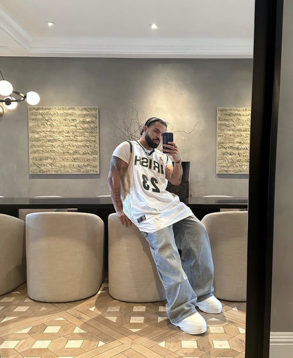 Drake wearing LeBron’s high school jersey in his latest IG post