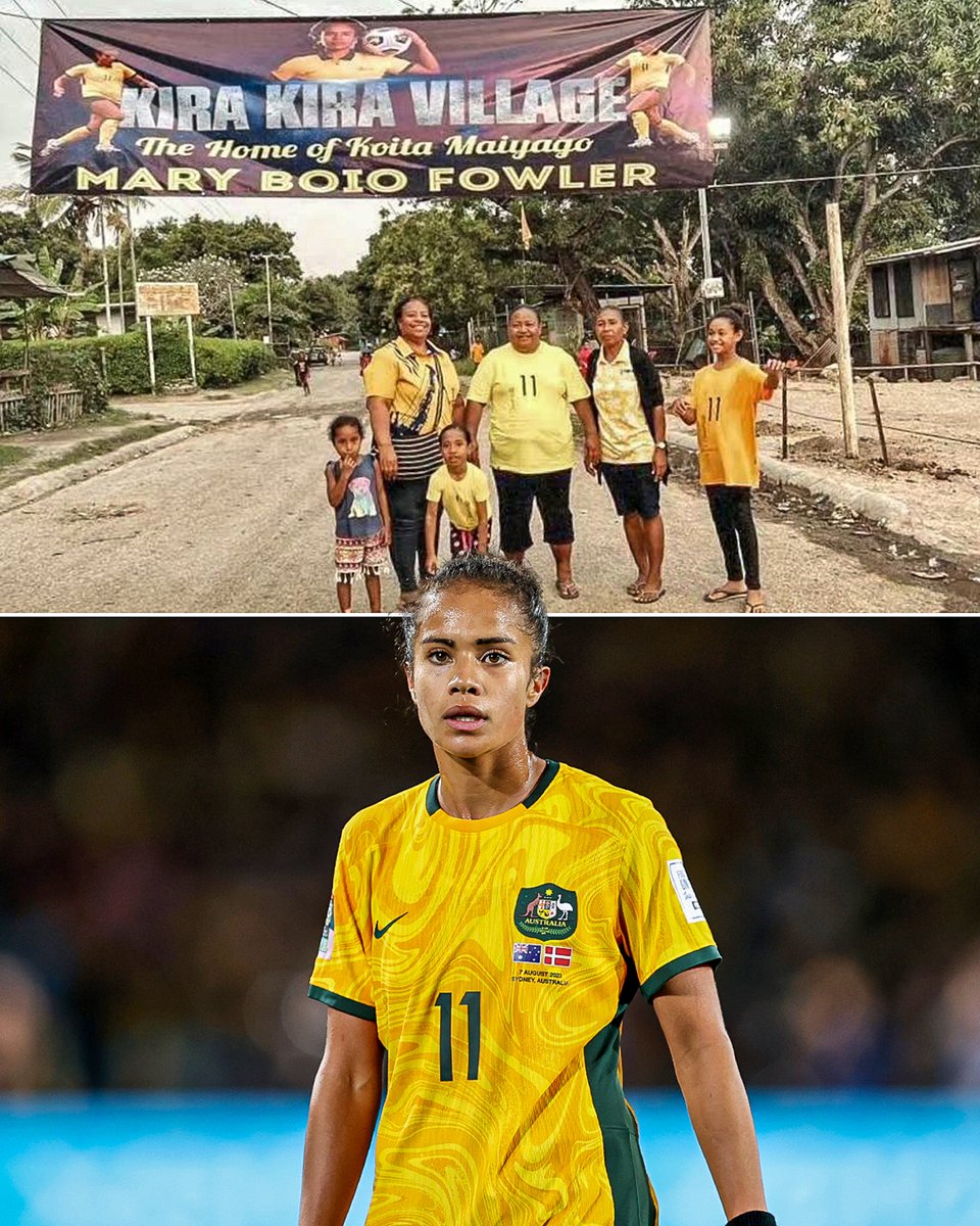 Mary Fowler has 𝐭𝐰𝐨 countries right behind her at the <a href="/FIFAWWC/">FIFA Women's World Cup</a> 🇦🇺🇵🇬

The village of Kira Kira in Papua New Guinea, where Fowler's mother Nido is from, have shown their amazing support for <a href="/TheMatildas/">CommBank Matildas</a> with homemade kits and this awesome sign 👏

📸 maryfowlerrr/IG

📰