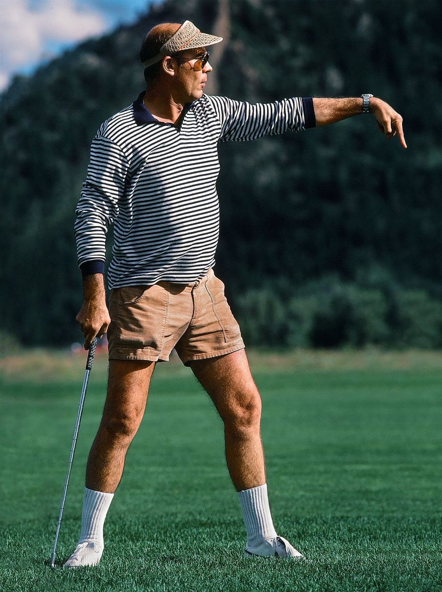 Super70sSports's tweet image. “Alright, let’s go over to 17 where Hunter S. Thompson is in the fairway. What’s he got, Verne?”

“Well, he appears to be tripping his ass off, Jim.”

“How do you know, Verne?”

“Well, for one thing, he’s been playing an invisible ball since the turn.”