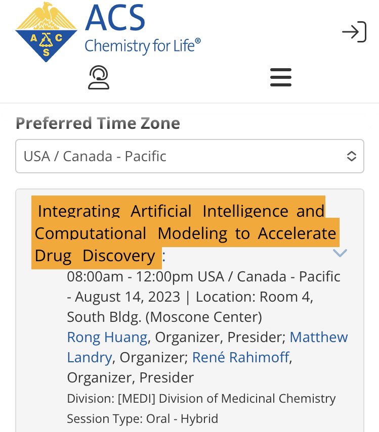 Look forward to a <a href="/AcsMedi/">ACS Division of Medicinal Chemistry</a> session #ACSFall2023 featuring talks from Hannes Stärk, Madeleine Kieffer, Francesco Rianjongdee, César de la Fuente, Yuanfang Guan, and Pat Walters. It'll have something for everyone. All speakers will present in-person.