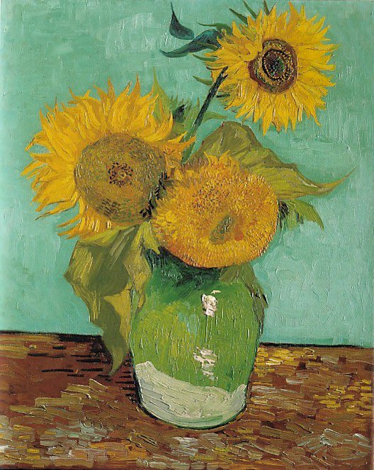 #VanGogh of the Day: Three Sunflowers in a Vase, August 1888. Oil on canvas, 73 x 58 cm. Private collection.