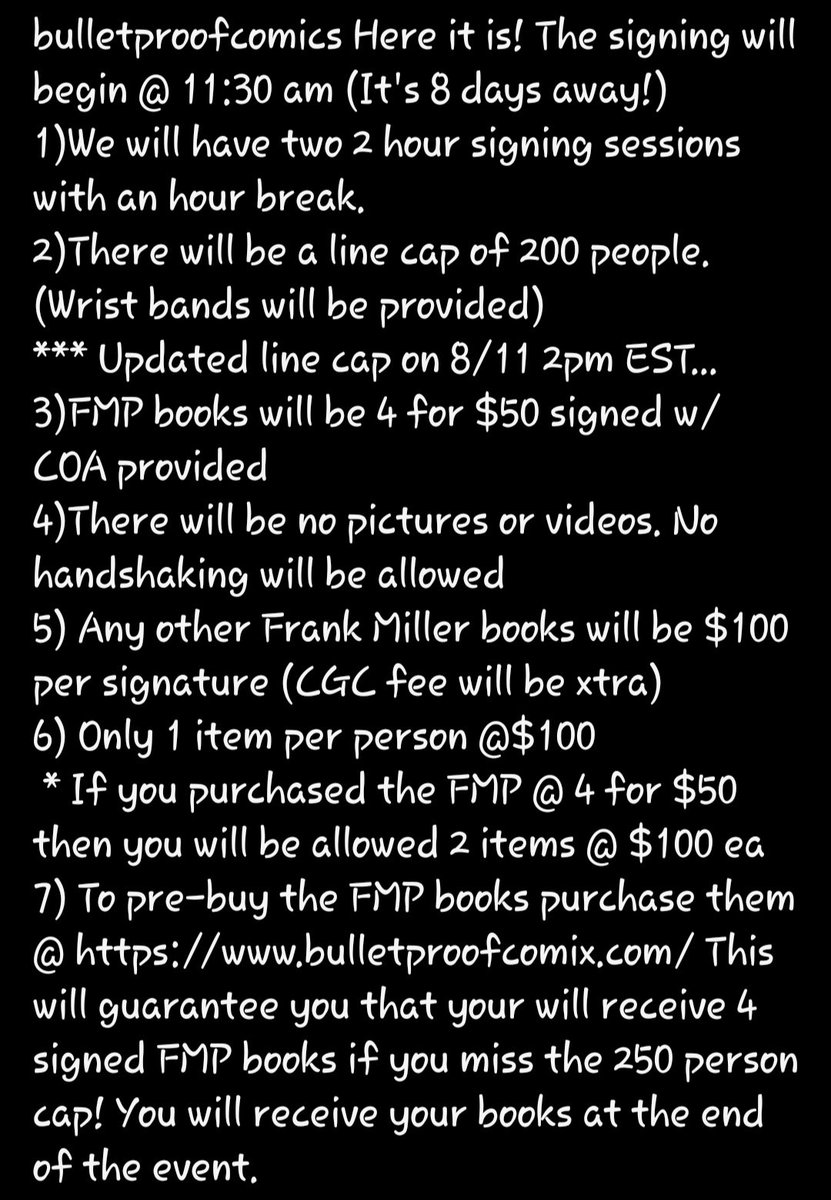 GWalking28's tweet image. @Mrbulletproof1 @FrankMillerInk 
For any that are unable or those attending, supporting the 💎 Best in 🗽, all the details so respectfully all win ✒️.
#comicbooks #knightwatch 
@batcowls 
Not dm'ing please like/share &amp;amp; support.