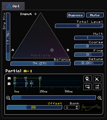 nobuyukinyuu's tweet photo. Current mockup of the "Linear" operator in #PhaseEngine. I'm hoping the timeline isn't too obtuse; the idea is you set morph targets for each partial from the wavebank. Most other things (balance, level envelope) are automated with binds. https://t.co/cW0wQag1JZ