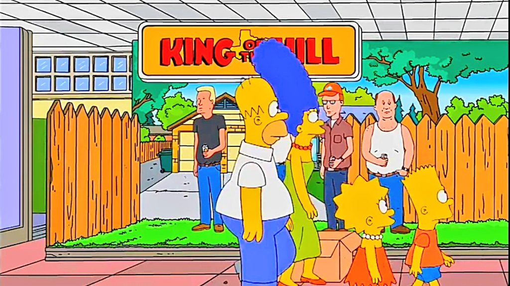 Cambone88's tweet photo. About a year after King Of The Hill went off the air on @FOXTV they made their second cameo in Season 23's "The-Ten-Percent-Solution" in 2011.
#RIPJohnnyHardwick #DaleGribble #TheSimpsonsGoats #TheSimpsons #SimpsonsForever https://t.co/8YUTxXvDnX