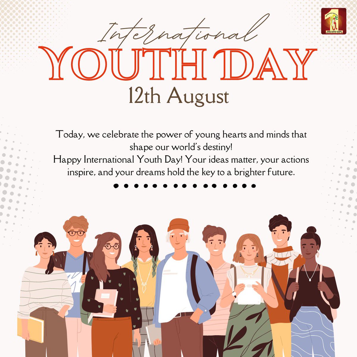 DSSNewsUpdates's tweet photo. Today's youth, tomorrow's future – a journey of growth and potential.
Support &amp; empower them, inculcate values of humanity &amp; compassion!
Let the dreams of young hearts take flight, with a strong moral value foundation. 
Happy #InternationalYouthDay! https://t.co/ldhsKI2MRy