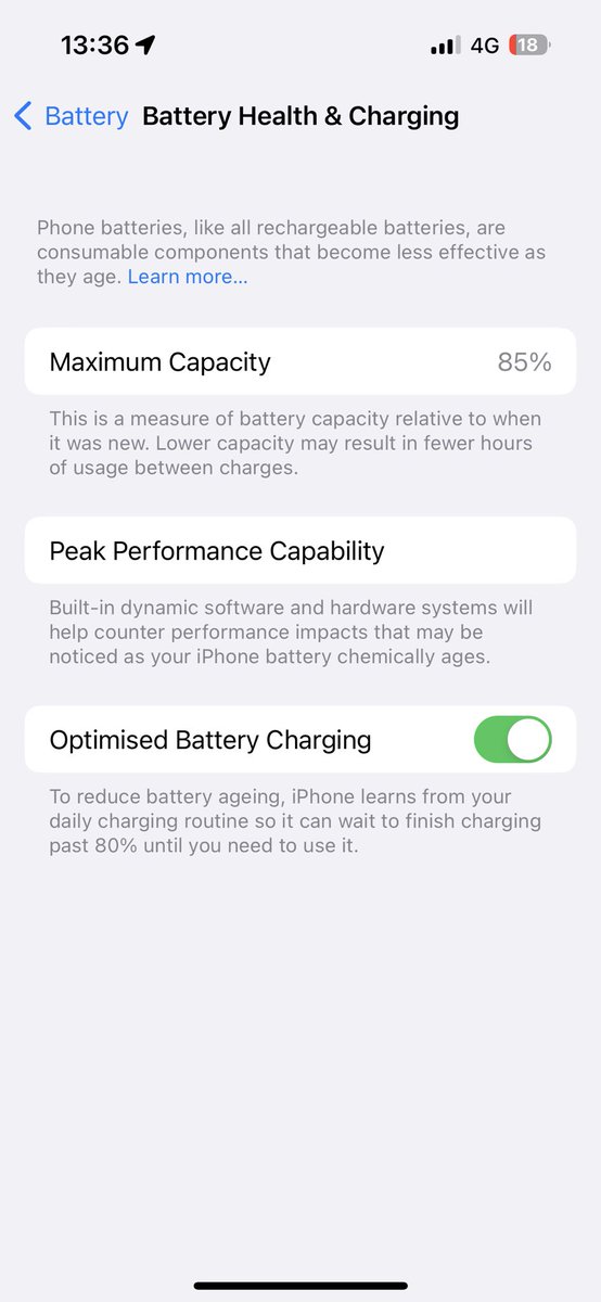 This isn’t right. 85% capacity #iPhone14Pro #battery