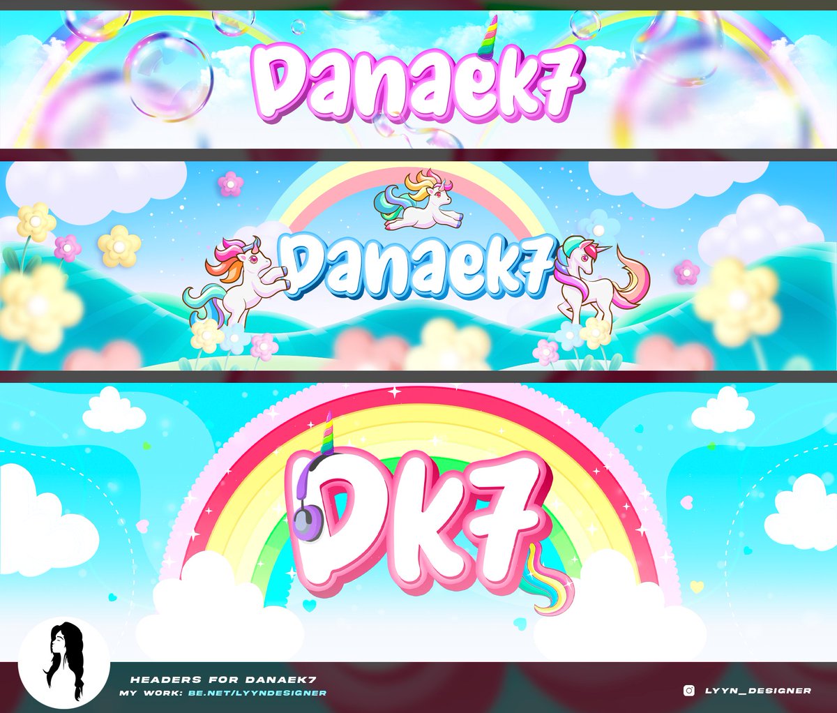 Lyyndesigner's tweet photo. Banner's for @DanaeK7_ 🩷🦄
🔄 And ❤️ is appreciated
#Headergfx #banners https://t.co/M1XqXRIrUY