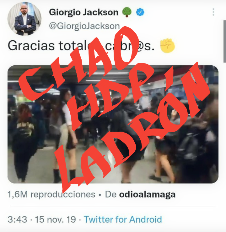 Danny_I7I's tweet photo. Gracias Totales Cabr@s Republicanos✊😐
#ChaoPelaoCaraDeRaja #FueraJackson #Alerta #Cadem
Chao Giorgio Jackson Ladrón CTM https://t.co/vXFLUP0Nng