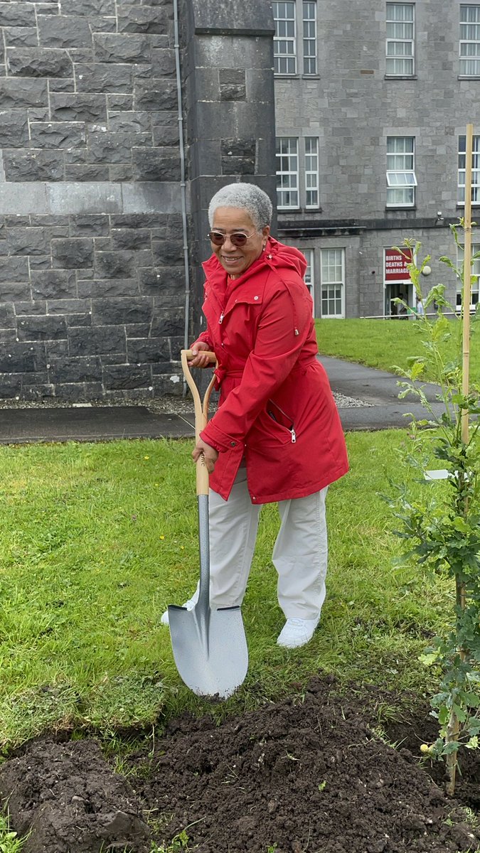 ANNI_Nurse's tweet photo. Yesterday was a historic day at the Mayo University Hospital with @EAnionwu  tree planting to recognise the contribution of Irish Nurses to the UK NHS over the past 75 years @CoachExe @saoltagroup #Mayo @NursecoachO 
@ANNI_Nurse was there to honour her Nigerian heritage https://t.co/TYscabQNAJ