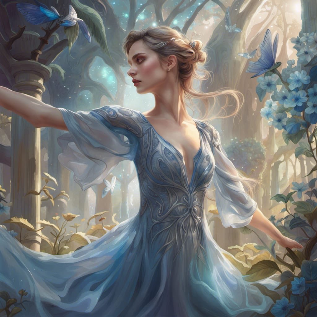 "A beautiful ballet dancer wearing a blue and silver colored flowy dress with sleeves,dancing in a magical fantasy garden" - made with <a href="/NightCafeStudio/">NightCafe Studio</a> 

creator.nightcafe.studio/creation/s2Y2Z…

#aiart #nightcafe #digitalart