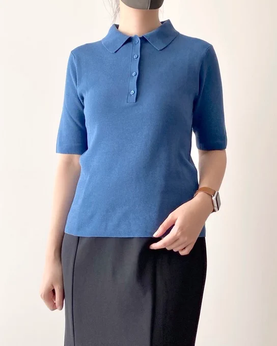 【無印良品】二の腕がスッキリ見えて嬉しい〜!UVカット機能付きの「優秀トップス」一枚着るだけでオシャレなの!   無印良品の「リブ編み5分袖セーター」は夏コーデにぴったり!さらっとした肌触りで、暑い日でも心地よく着られるの。きれいめにもカジュアルにも着回せるよ
