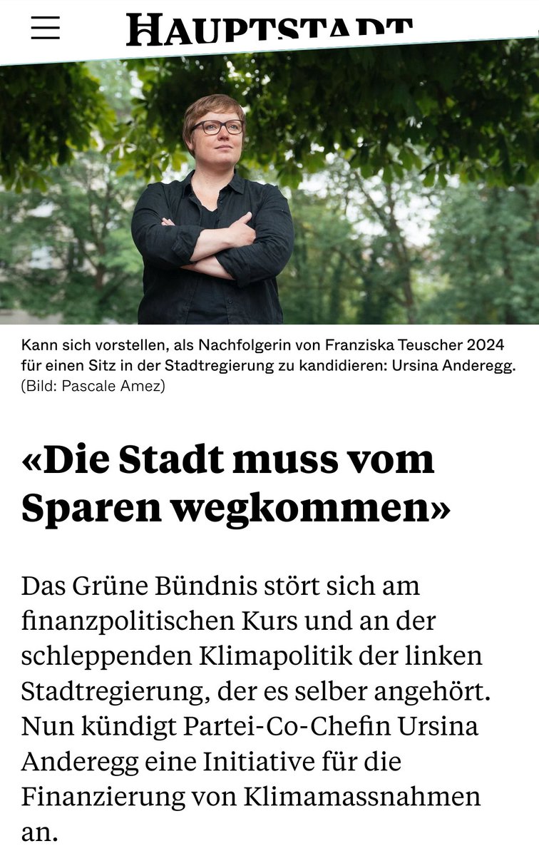 Leseempfehlung: hauptstadt.be/a/ursina-ander…
#bern #stadtbern #Klimakrise #klimamassnahmen #konsequentgrün