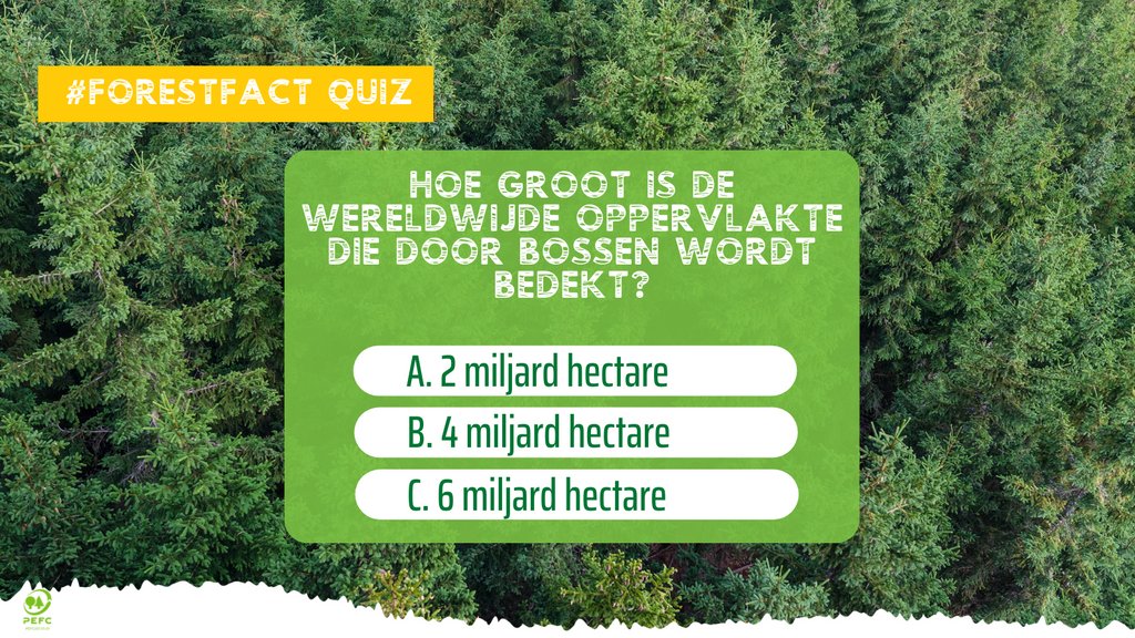 Wist je dat er 0,52 hectare bos per persoon op aarde is? Een groot deel van het landoppervlak van onze planeet is bedekt met bossen. Kan je raden hoeveel? 🤔
#ForestFact