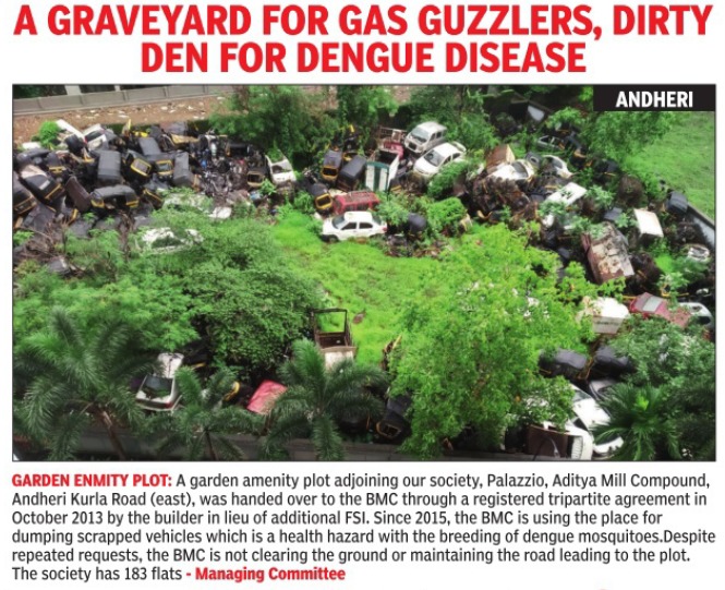 PalazzioCHS's tweet photo. @AshwiniBhide @malhar317 Congratulations madam. It is commendable that your son created a public health intervention tool. 

We would like to request your intervention for solving public health issues of residents of Palazzio society (Safed Pul) due to the scrap vehicles dumped in adjacent amenity plot. https://t.co/tDtbq6wua5