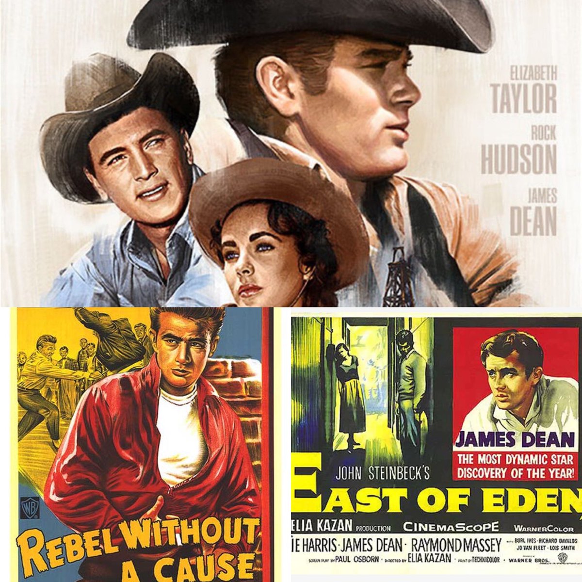📽🎞  « Little James Dean up on the Screen … » :

- The Giant (1956)
- East of Eden (1955)
- Rebel Without a Cause (1955)