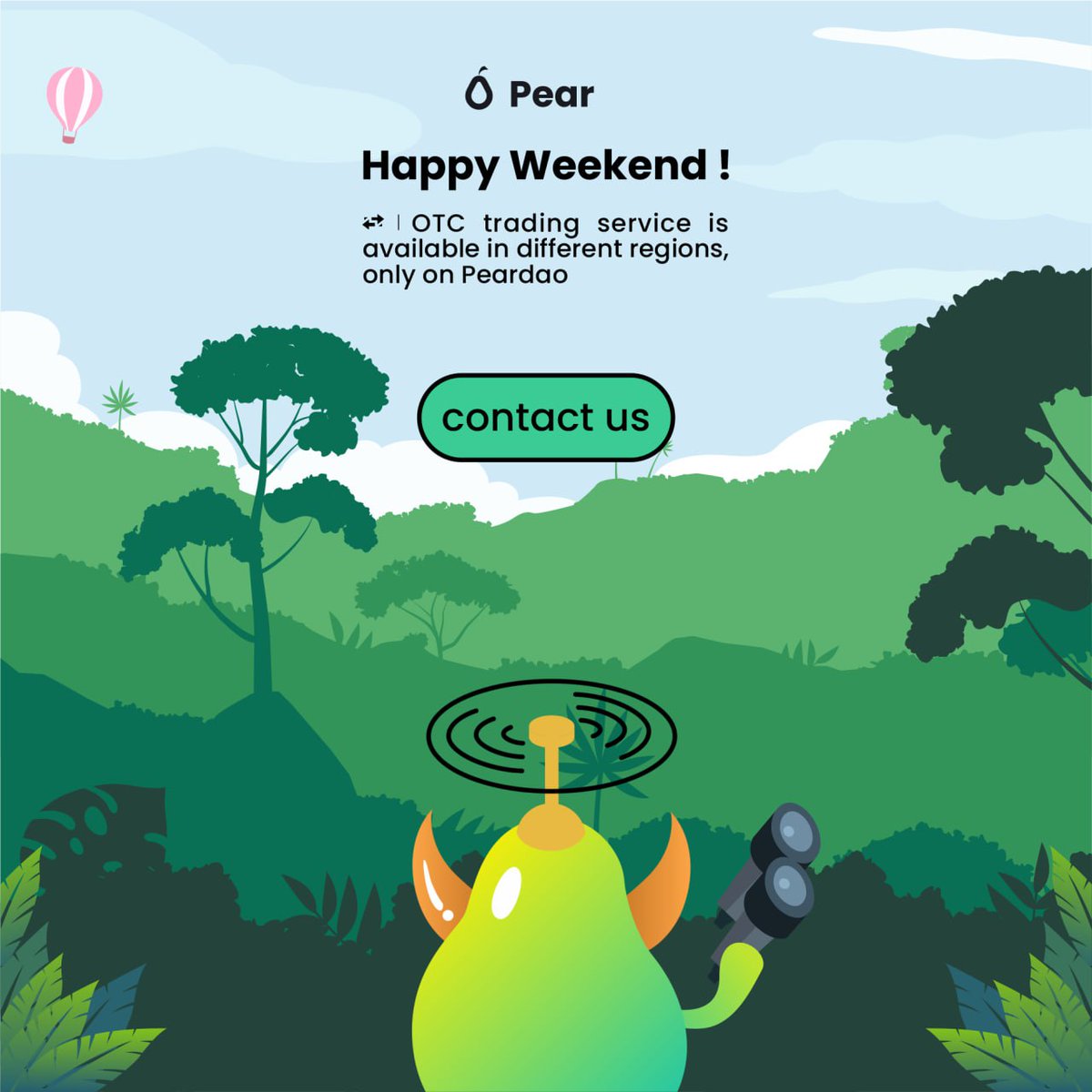Weekend delight with #PearDAO! 🌟

📊Unwind and explore hassle-free trading with our OTC service🤝 Experience seamless transactions, personalized support, and a new level of trading convenience

Wishing our community a weekend filled with prosperous OTC trades and happy moments🥳
