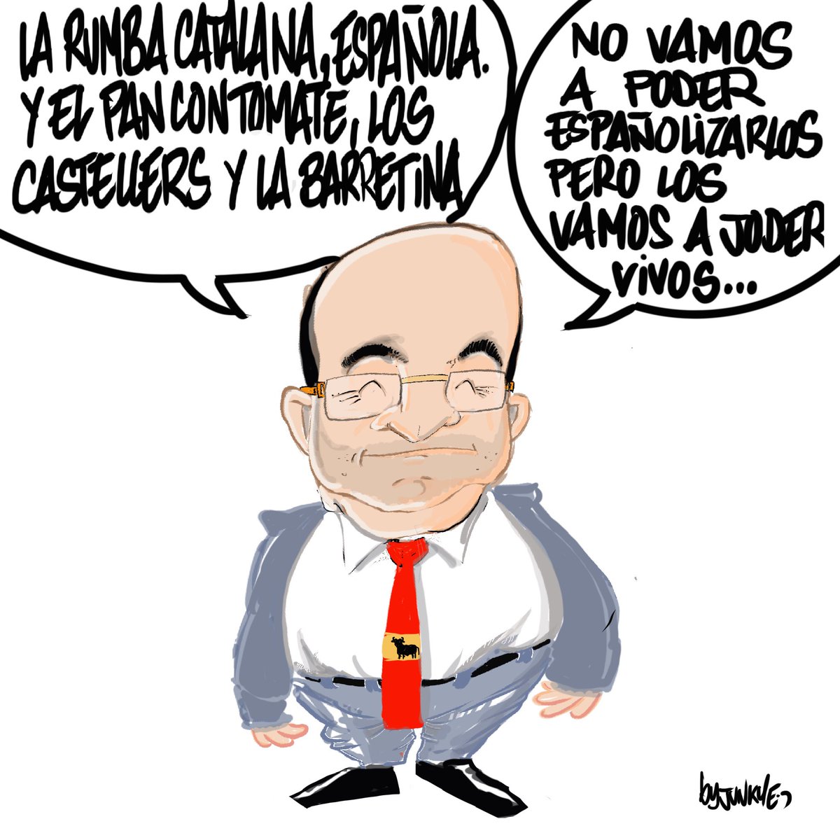 Bon dia. Hem de reconèixer  que s’hi esforça molt,pobret. #RumbaCatalana #catalunya