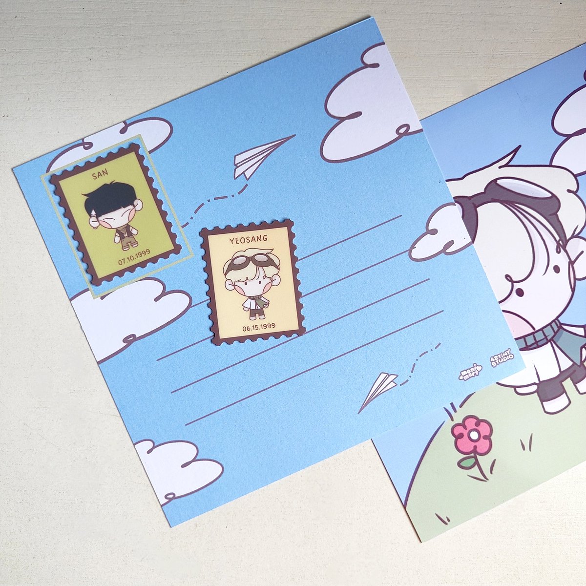 foratinystudio's tweet photo. [ #made48tiny ]

San &amp; Yeosang's journey home ⋆｡°•☁️
⋆ postcards and sticker stamps

Back design is writeable! ✒️✉️ https://t.co/E8gQ9HG0J9