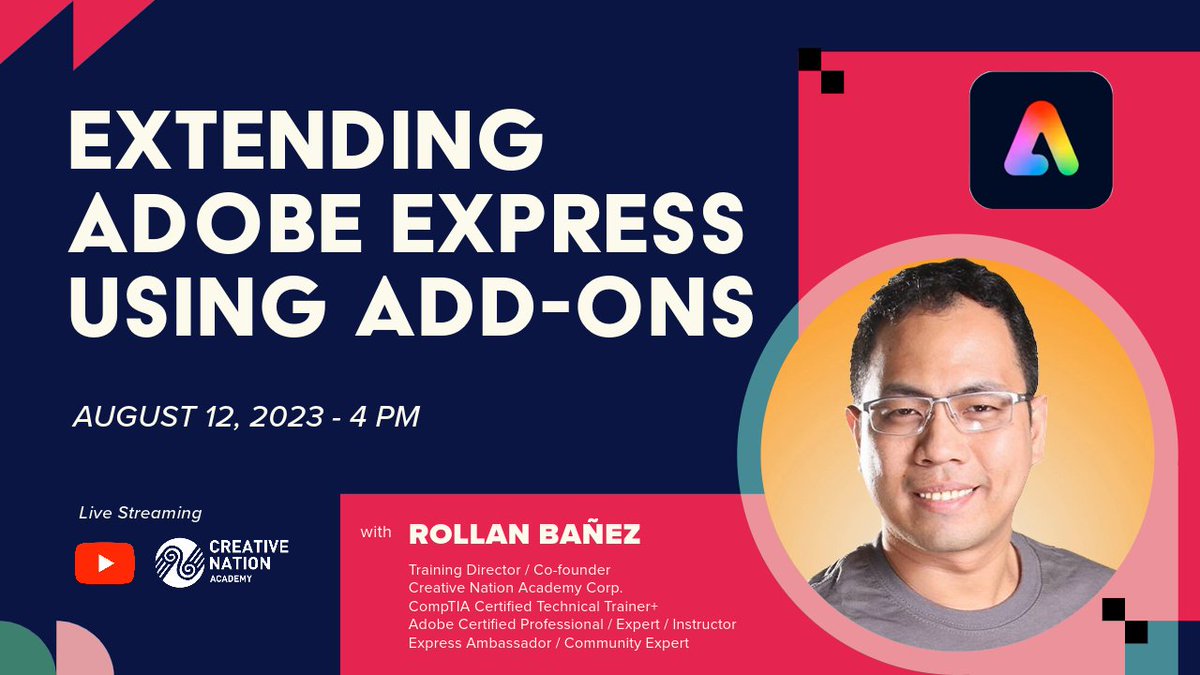 Learn how you can give Adobe Express new superpowers by using Add-ons! Yes, Finally!
Check out our upcoming live webinar this August 12, 2023 @4PM +8GMT Manila (Not sponsored by Adobe)#creativenationph #adobeexpress #adobeexpressambassador
lnkd.in/gB8BQT3s