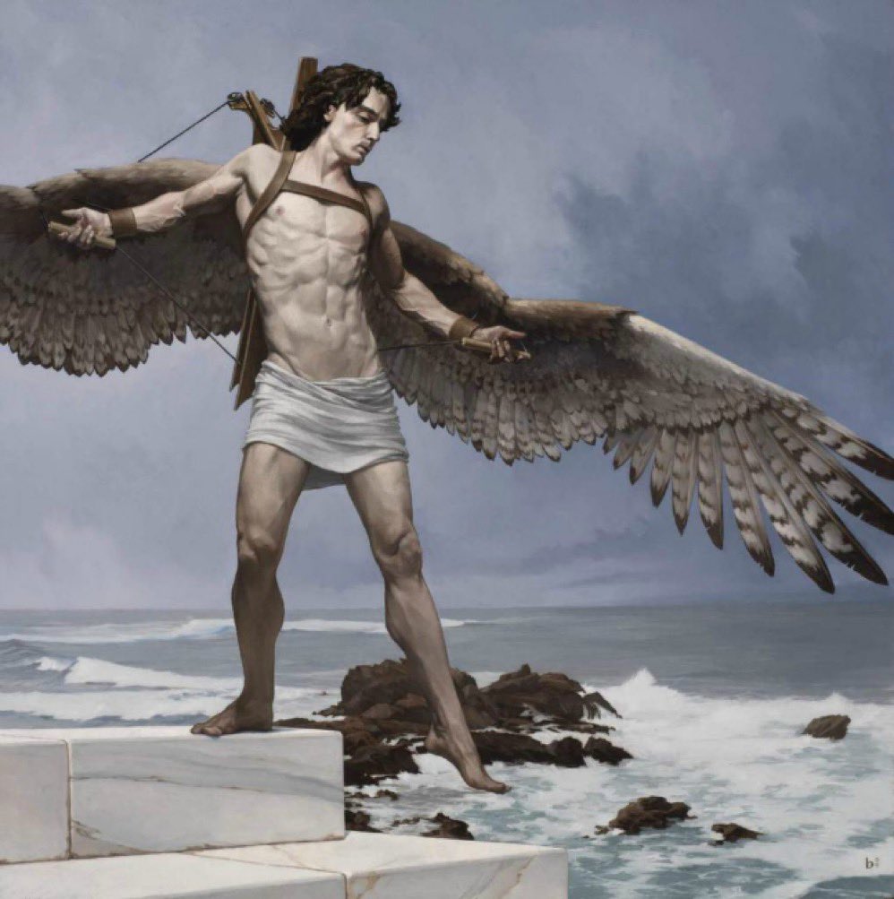 Eyesofgod__'s tweet photo. Study for Triumph of Icarus by Bryan Larsen, oll on masonite. https://t.co/yiXEhNTTVu