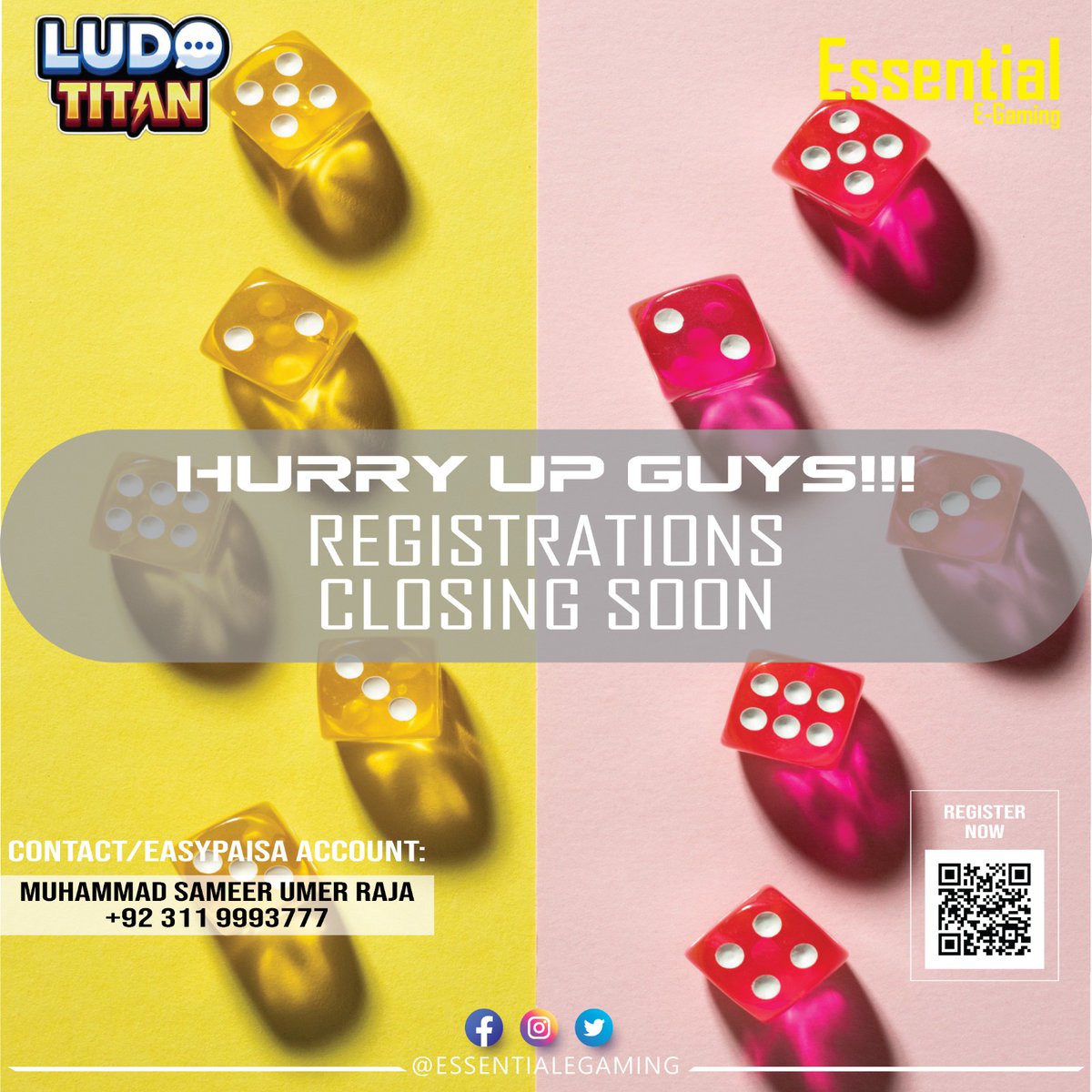 essentialegame's tweet photo. Hurry-Up guys do register yourself now!!

Register yourself now:

https://t.co/tCCkBe07aL

Follow us @essentialegame

#essentialegaming #season2 #gaming #reels #trending #egaming #gamingzone #event #takepart #onlinegaming #prizes #Pakistan #Islamabad #Lahore #Rawalpindi #Karachi https://t.co/n2o7hYXZpO