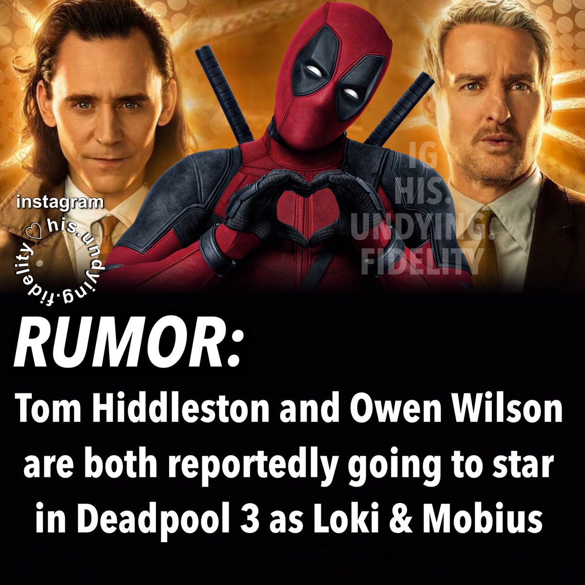 Marvel now has a perfect opportunity to give us a jealous Loki when Deadpool shamelessly flirts with Mobius 😌 I also love that Tom Hiddleston and Owen Wilson really are just collecting that money like infinity stones like yesssss good for you kings. booked and busy