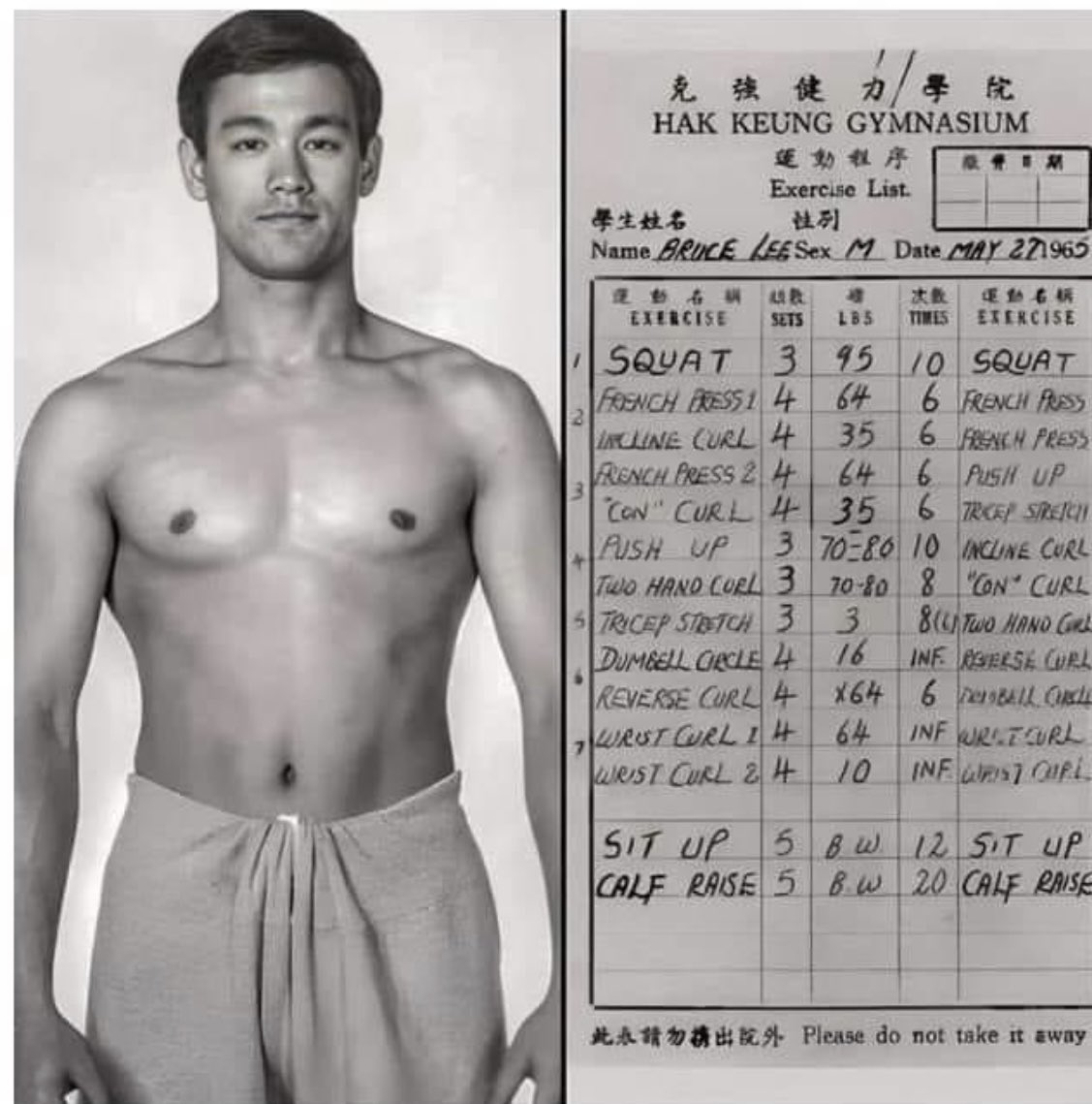 alicanayanlar's tweet photo. Bruce Lee’s training routine ~ 1965 https://t.co/huiVWHTxro