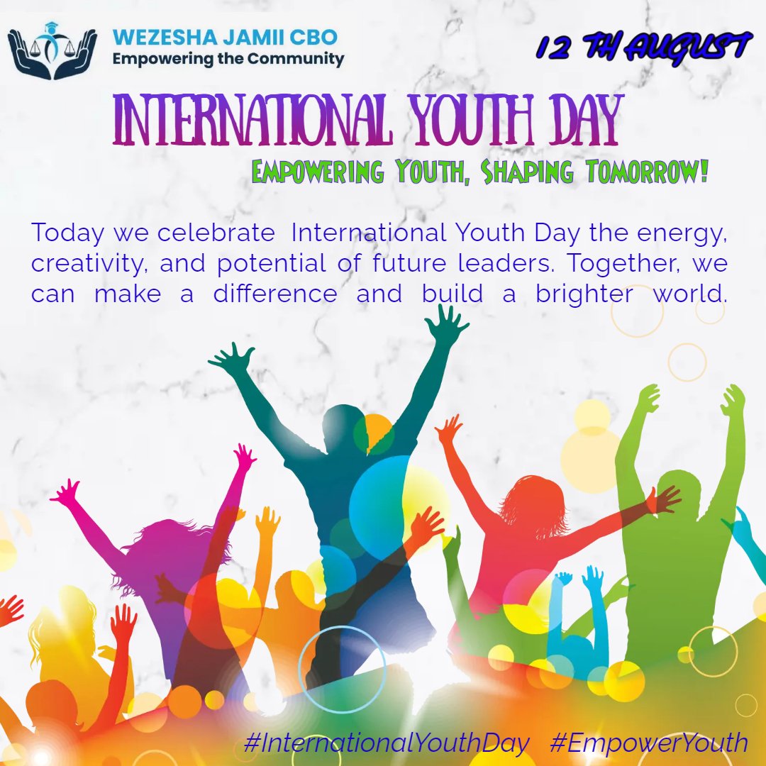 WejaCBO's tweet photo. Today  @WejaCBO  we celebrate International Youth Day.

Happy International Youth day to all youths
 
#YouthDay #YouthDay2023 
@DSWKenya @SFCG_Kenya https://t.co/0TNu1v7oi0