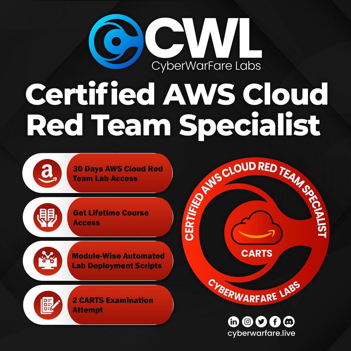 cyberwarfarelab's tweet image. If you are seeing this, This is your chance to become &quot;Certified AWS Cloud Red Team Specialist (CARTS)&quot;and showcase your certificate to skill-up your career ⚔🌩

Choose your journey and earn the Certified:
cyberwarfare.live/product/aws-cl…

#awsredteam #cyberwarfarelabs #CWL #CARTS
