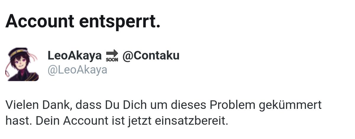 Kurz mal den Namen angepasst, und gesperrt? 😐

Und damit guten Morgen #Contaku 😪