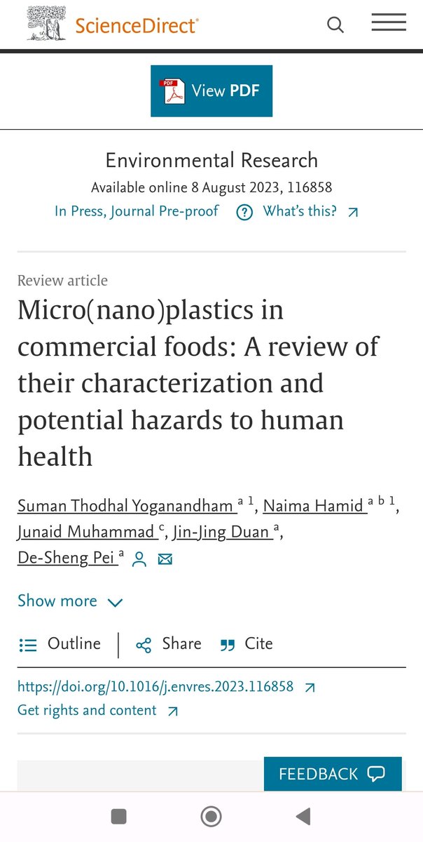 Happy to share our latest review article in #Environmentalresearch about the #microplastics and #nanoplastics in commercial foods and potential hazardous to human health. sciencedirect.com/science/articl…