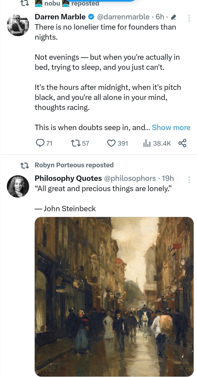 DataWhisper's tweet photo. @darrenmarble @_Hypatiah My feed offered this answer: All great and precious things are lonely https://t.co/scaG5diVgp