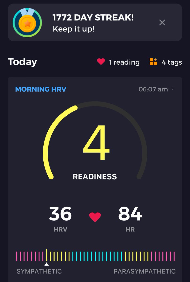 We talk a lot about health and safety in farming.

Every day I measure my HRV or heart rate variability. 
I use it as a measure of tiredness + my ability to cope with pressure. 
Last Saturday was really wet, but we’ve had a really busy week since.

Graphs speak for themselves.