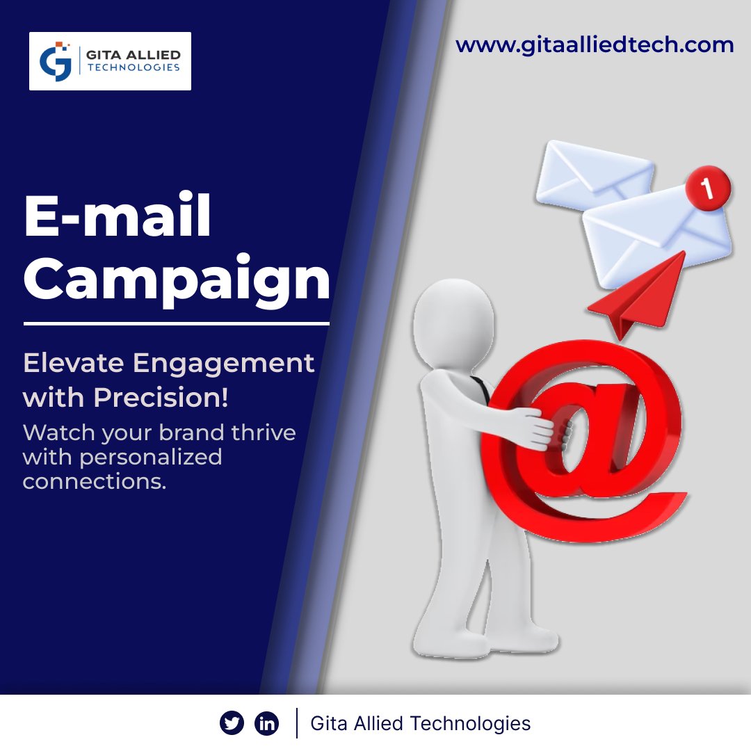 📧 Elevate Engagement with Precision! As our E-mail Campaigns deliver tailored messages directly to your audience's inbox. Watch your brand thrive with personalized connections. 🚀💼
#EmailMarketing
#PersonalizedEngagement
#GITAALLIEDTECHNOLOGIES