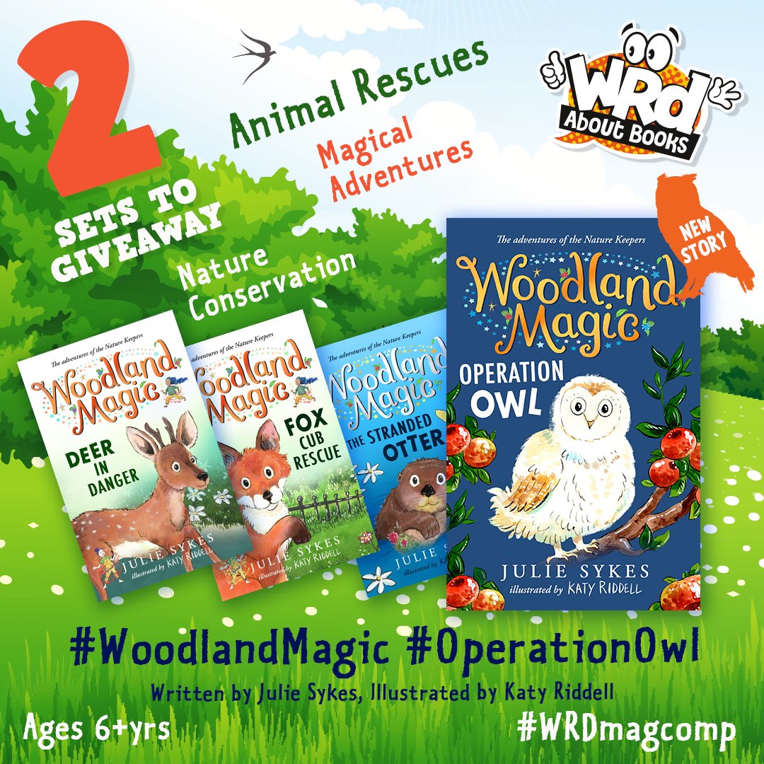 We have 2 full sets of @juliesykesbooks &amp;
<a href="/RiddellKaty/">Katy Riddell</a>’s #WoodlandMagic series, including the new edition #OperationOwl to giveaway! 
If you’d like the chance to join The Keepers in caring for the wildlife in Whispering Woods
RT/Flw by Aug 18 to enter
@PiccadillyPress
#WRDMagComp
